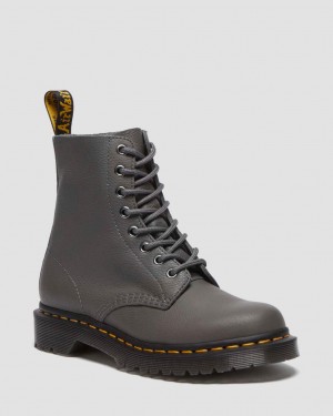 Botas Dr Martens 1460 Virginia Leather Mujer Gris | 74619303