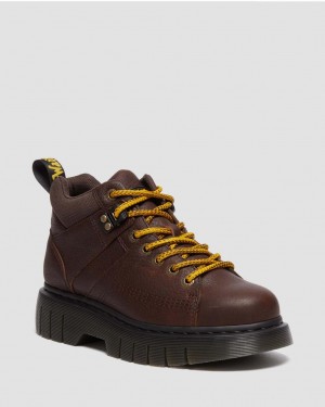 Botas Dr Martens Woodard Grizzly Leather Low Casual Mujer Marrones | 94118124