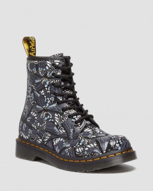 Botas con Cordones Dr Martens 1460 Butterfly Print Suede Mujer Gris | 40830809