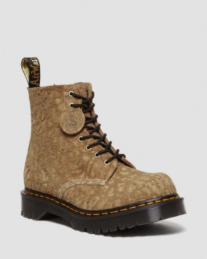 Botas con Cordones Dr Martens 1460 Made in England Emboss Suede Mujer Marrones | 53086427