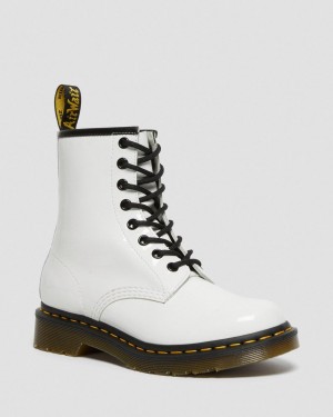 Botas con Cordones Dr Martens 1460 Patent Leather Mujer Blancas | 27277662