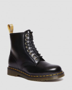 Botas con Cordones Dr Martens Vegan 1460 Faux Fur Lined Mujer Negras | 20314281