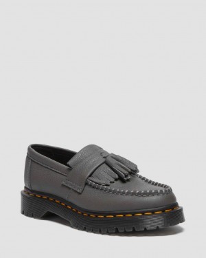 Mocasines Dr Martens Adrian Virginia Leather Tassel Mujer Gris | 74074968