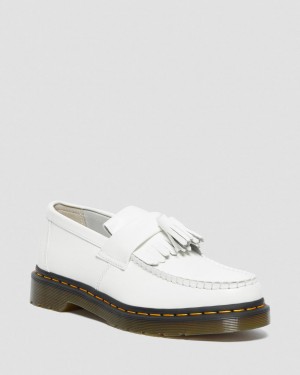 Mocasines Dr Martens Adrian Yellow Stitch Leather Tassel Mujer Blancas | 46530044
