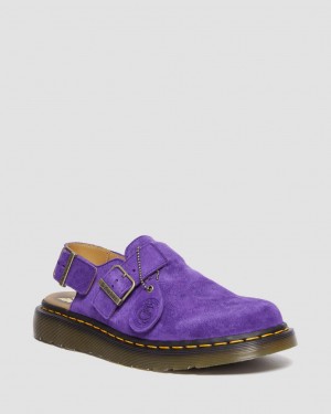 Mulas Dr Martens Jorge Made in England Suede Slingback Hombre Moradas | 91230998