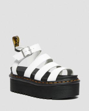 Sandalias Dr Martens Blaire Hydro Leather Platform Strap Mujer Blancas | 23725913