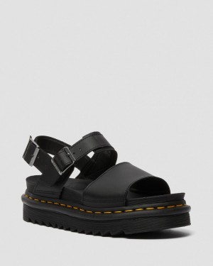 Sandalias Dr Martens Voss Leather Strap Mujer Negras | 42938635