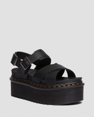 Sandalias Plataforma Dr Martens Voss II Athena Leather Strap Mujer Negras | 96076205