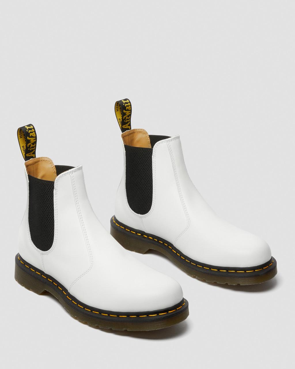 Botas Chelsea Dr Martens 2976 Yellow Stitch Smooth Leather Mujer Blancas | 84486963