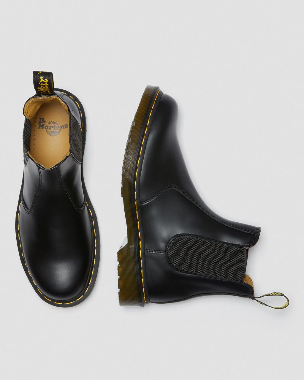 Botas Chelsea Dr Martens 2976 Yellow Stitch Smooth Leather Mujer Negras | 29468388
