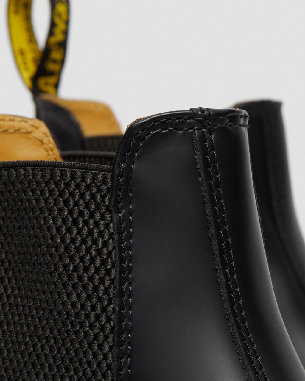 Botas Chelsea Dr Martens 2976 Yellow Stitch Smooth Leather Mujer Negras | 29468388