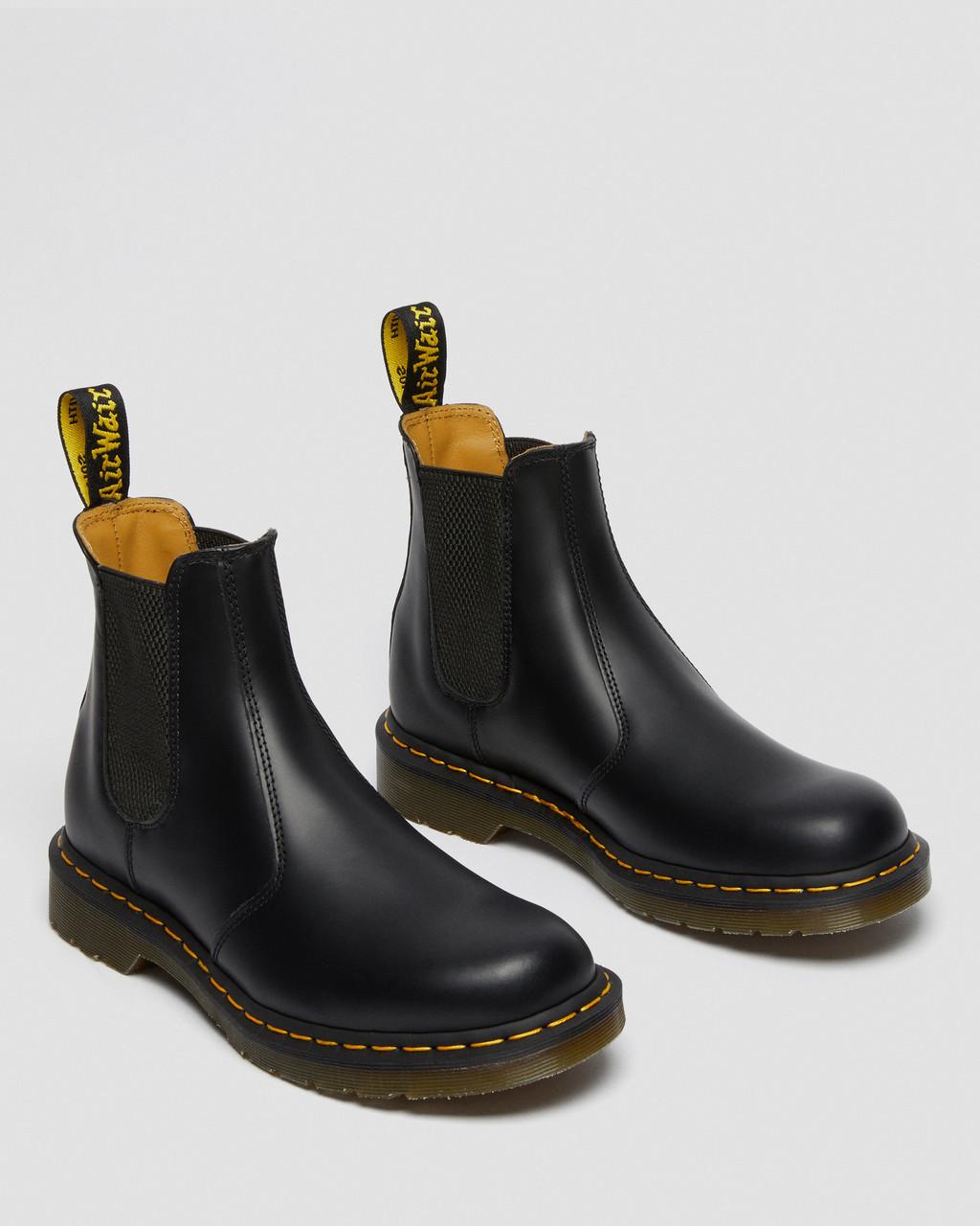 Botas Chelsea Dr Martens 2976 Yellow Stitch Smooth Leather Mujer Negras | 29468388