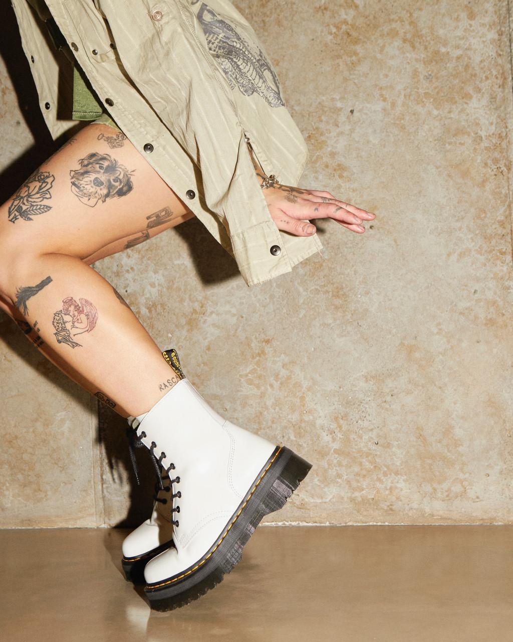 Botas Dr Martens Jadon Smooth Leather Platforms Mujer Blancas | 80256798