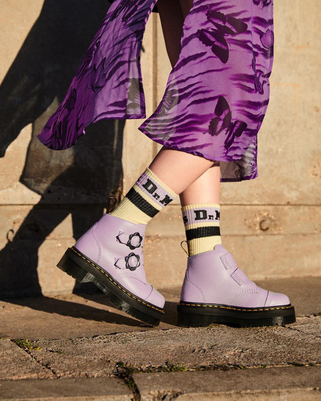 Botas Plataforma Dr Martens Devon Flower Buckle Leather Mujer Moradas | 89641021