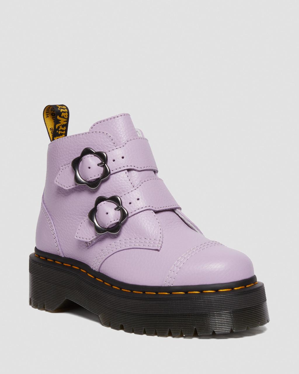 Botas Plataforma Dr Martens Devon Flower Buckle Leather Mujer Moradas | 89641021