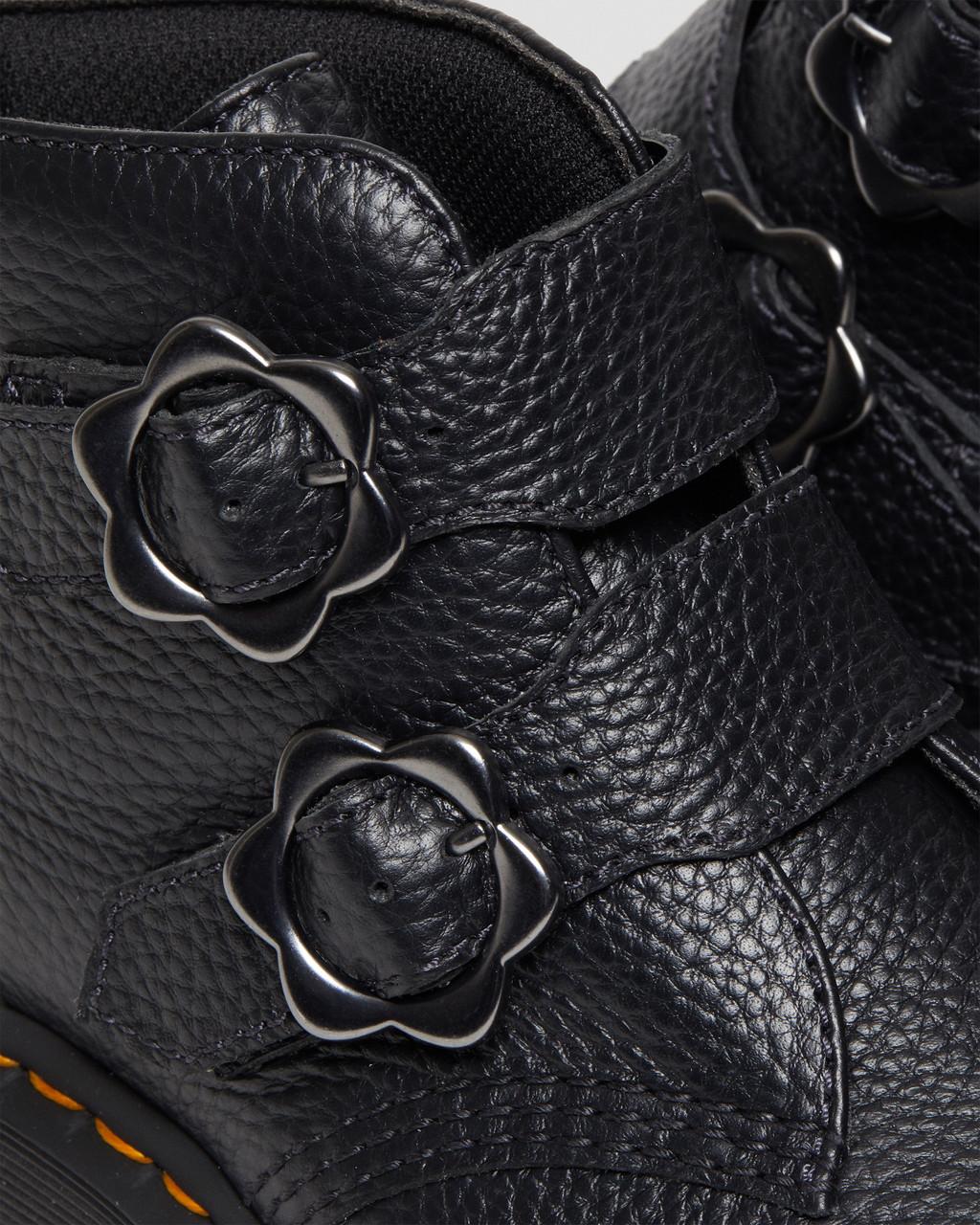 Botas Plataforma Dr Martens Devon Flower Buckle Leather Mujer Negras | 31315659