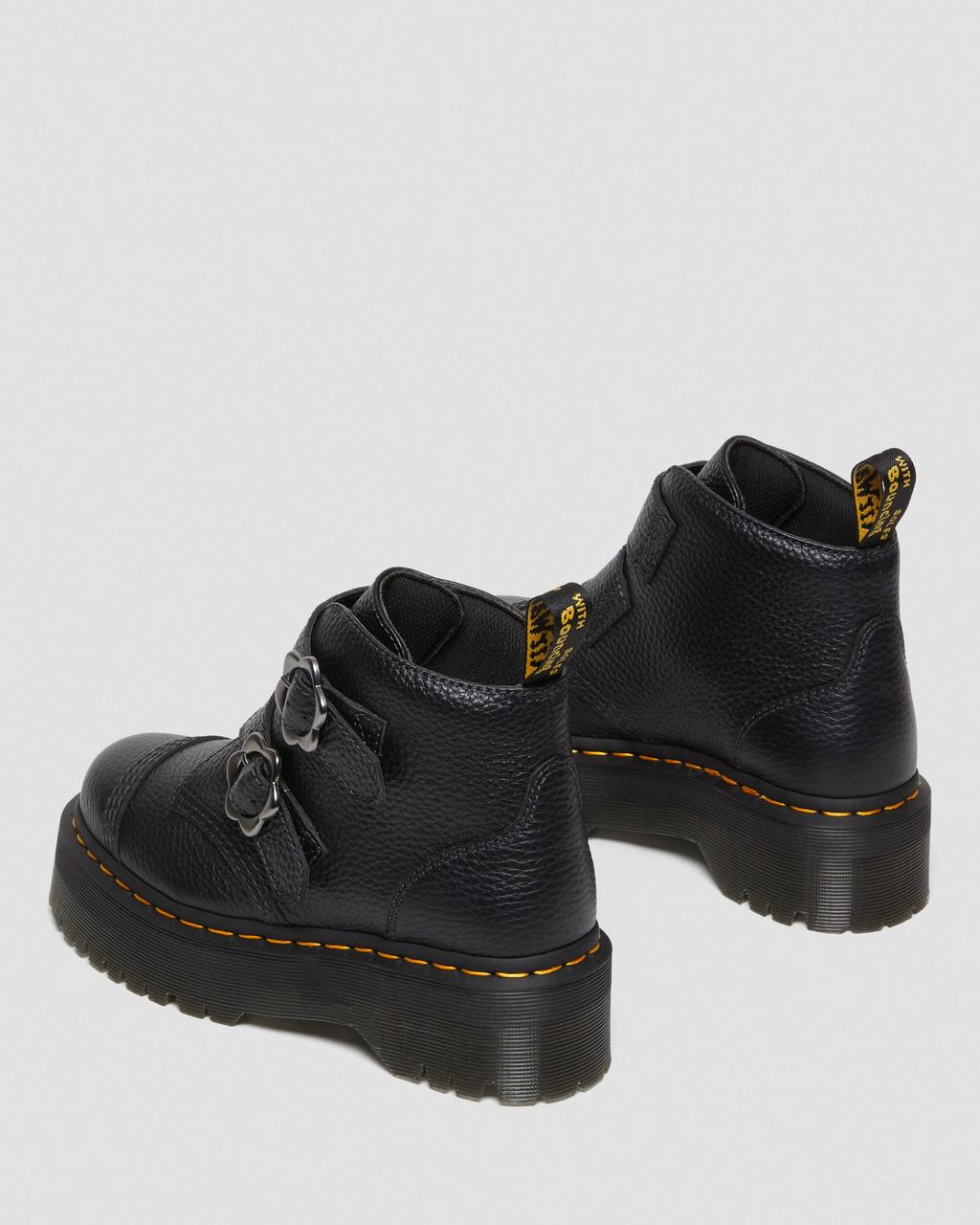 Botas Plataforma Dr Martens Devon Flower Buckle Leather Mujer Negras | 31315659