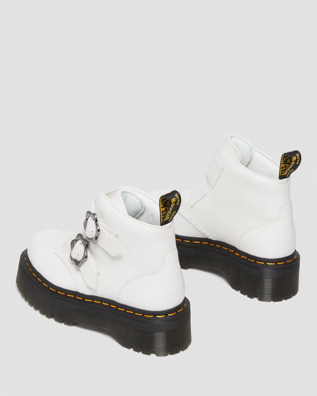 Botas Plataforma Dr Martens Devon Flower Buckle Leather Mujer Blancas | 94030686