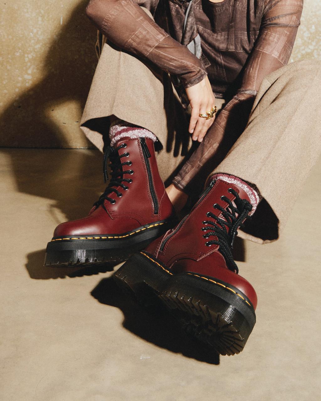 Botas Plataforma Dr Martens Jadon Smooth Leather Hombre Rojas | 17901815