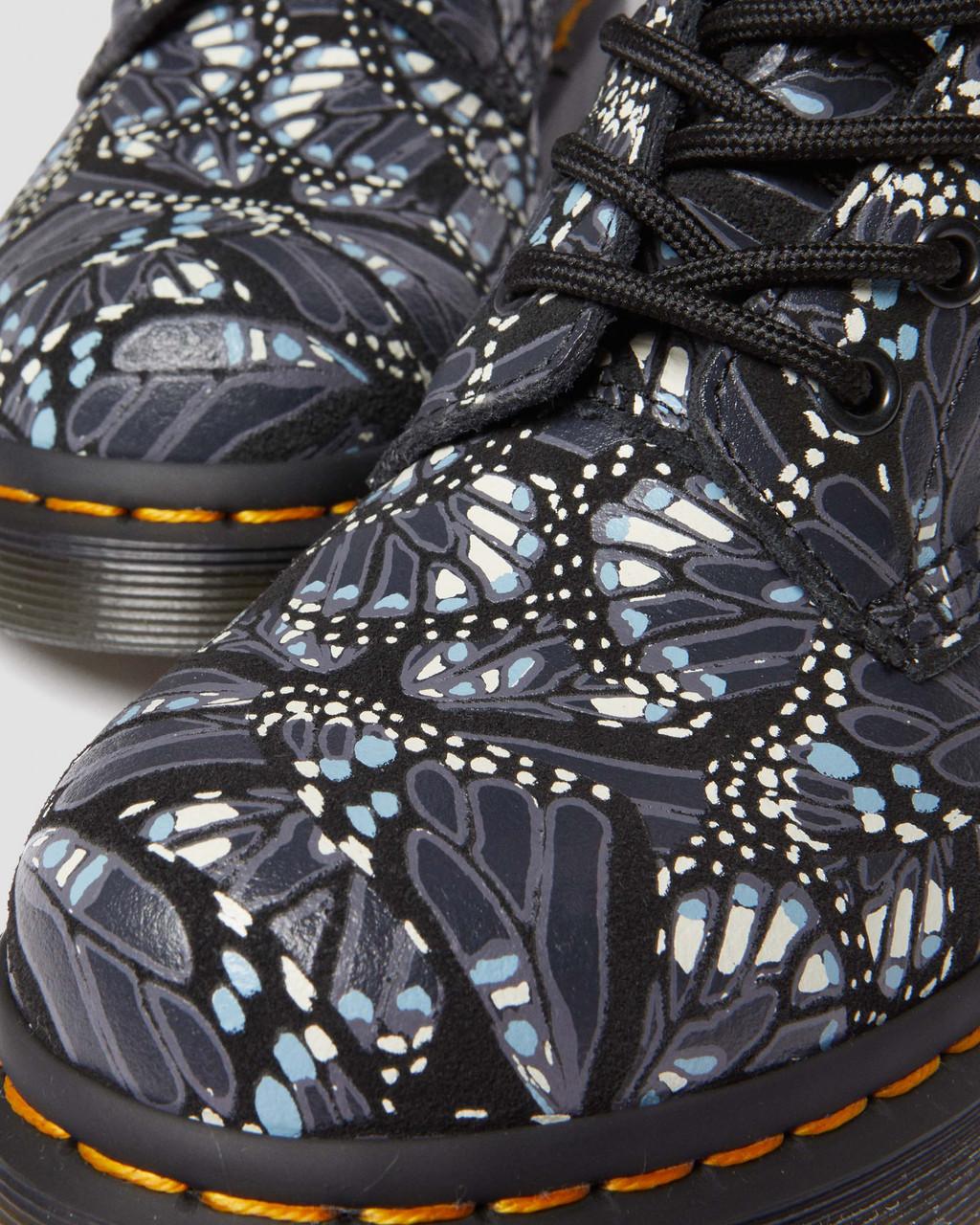 Botas con Cordones Dr Martens 1460 Butterfly Print Suede Mujer Gris | 40830809