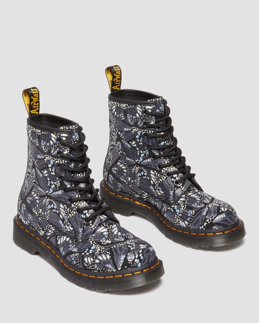 Botas con Cordones Dr Martens 1460 Butterfly Print Suede Mujer Gris | 40830809