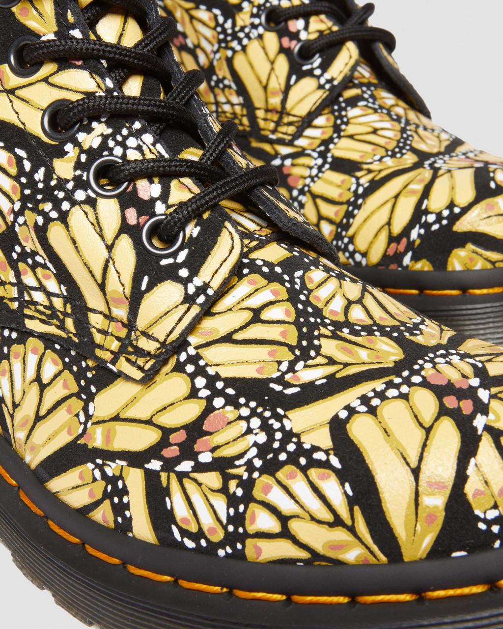 Botas con Cordones Dr Martens 1460 Butterfly Print Suede Mujer Amarillo | 87191849
