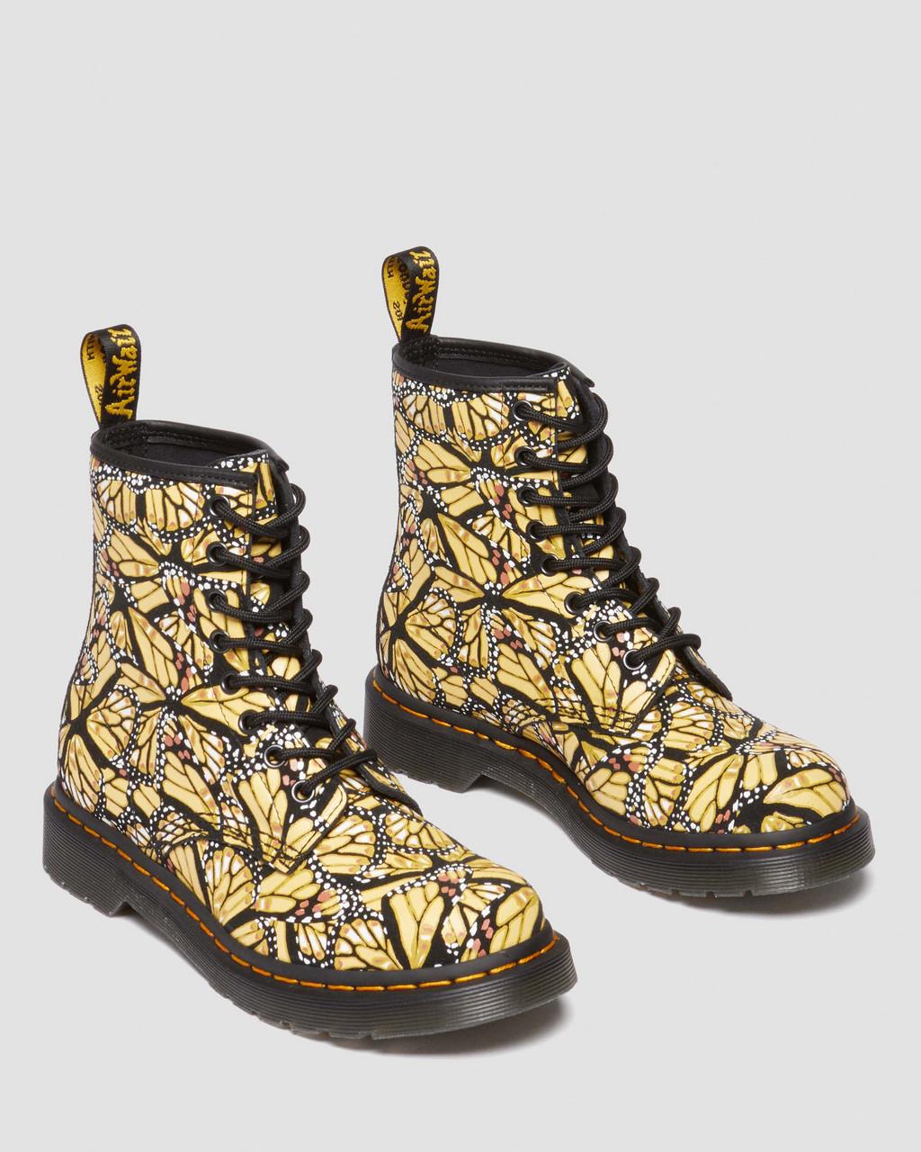 Botas con Cordones Dr Martens 1460 Butterfly Print Suede Mujer Amarillo | 87191849