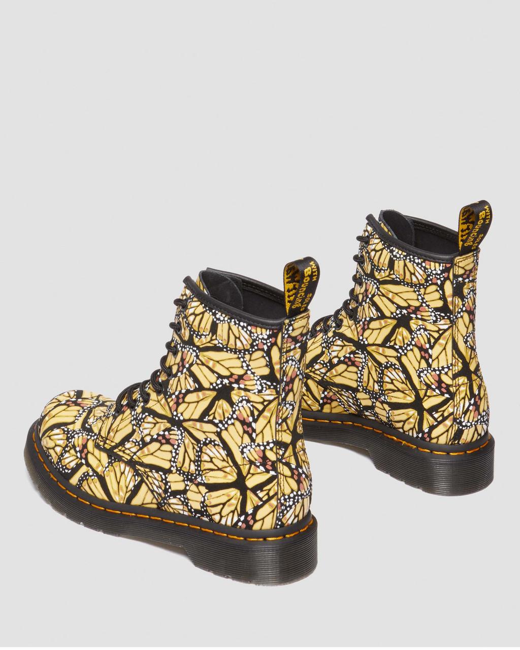 Botas con Cordones Dr Martens 1460 Butterfly Print Suede Mujer Amarillo | 87191849