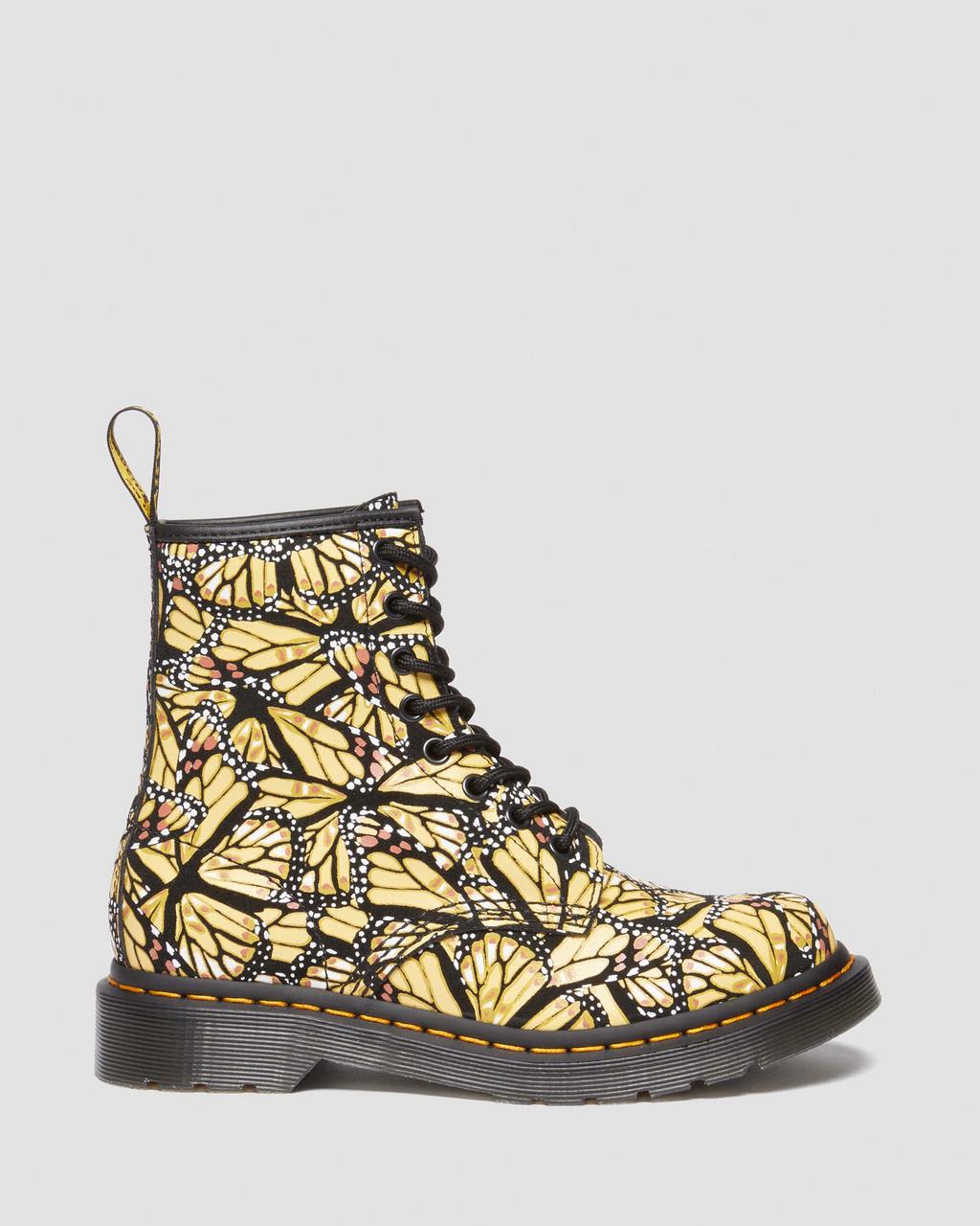 Botas con Cordones Dr Martens 1460 Butterfly Print Suede Mujer Amarillo | 87191849