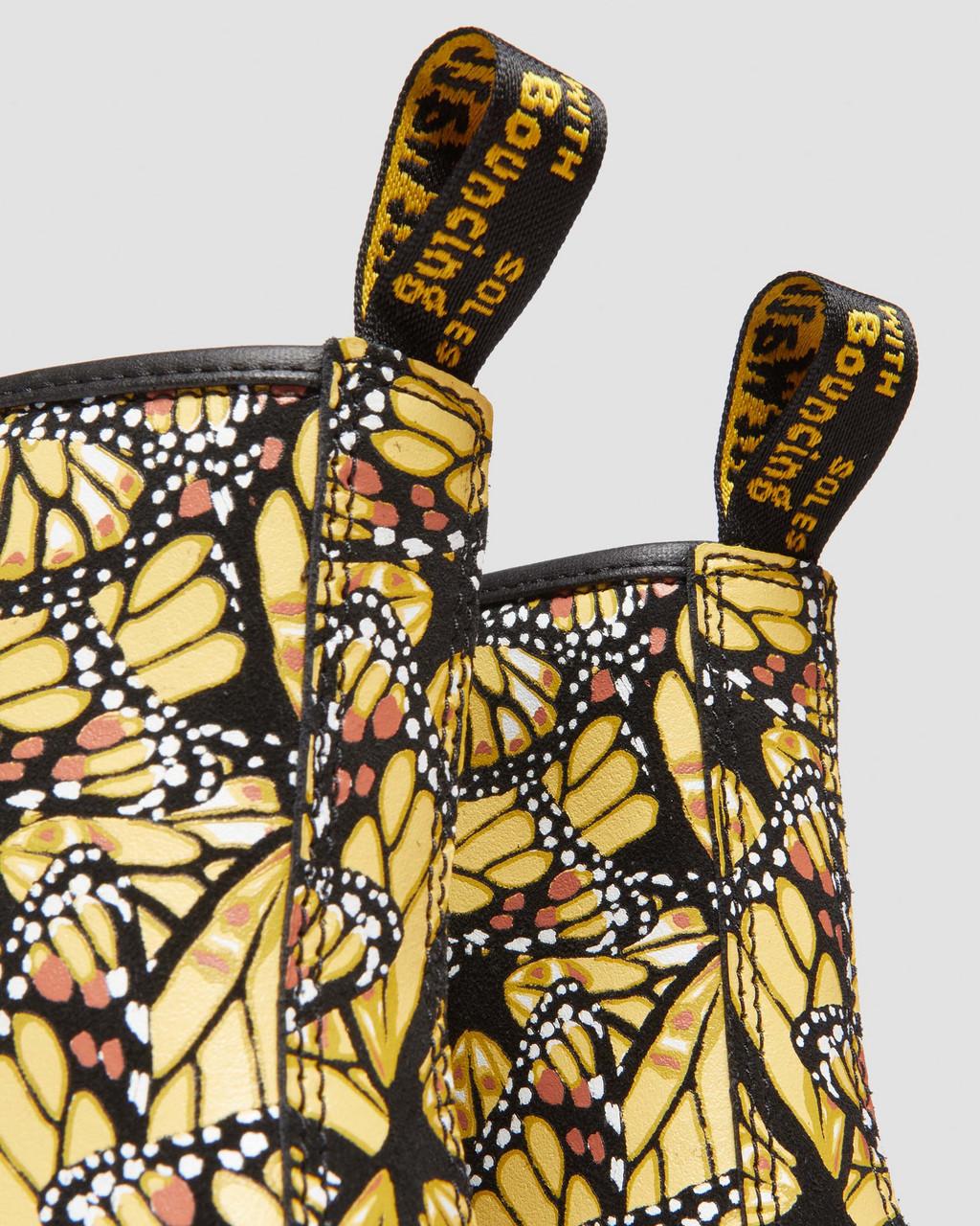 Botas con Cordones Dr Martens 1460 Butterfly Print Suede Mujer Amarillo | 87191849