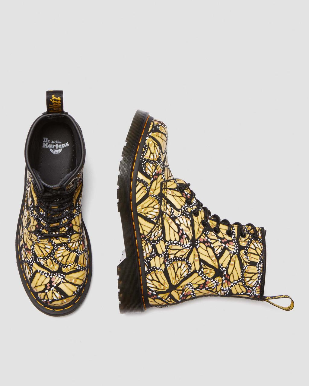 Botas con Cordones Dr Martens 1460 Butterfly Print Suede Mujer Amarillo | 87191849