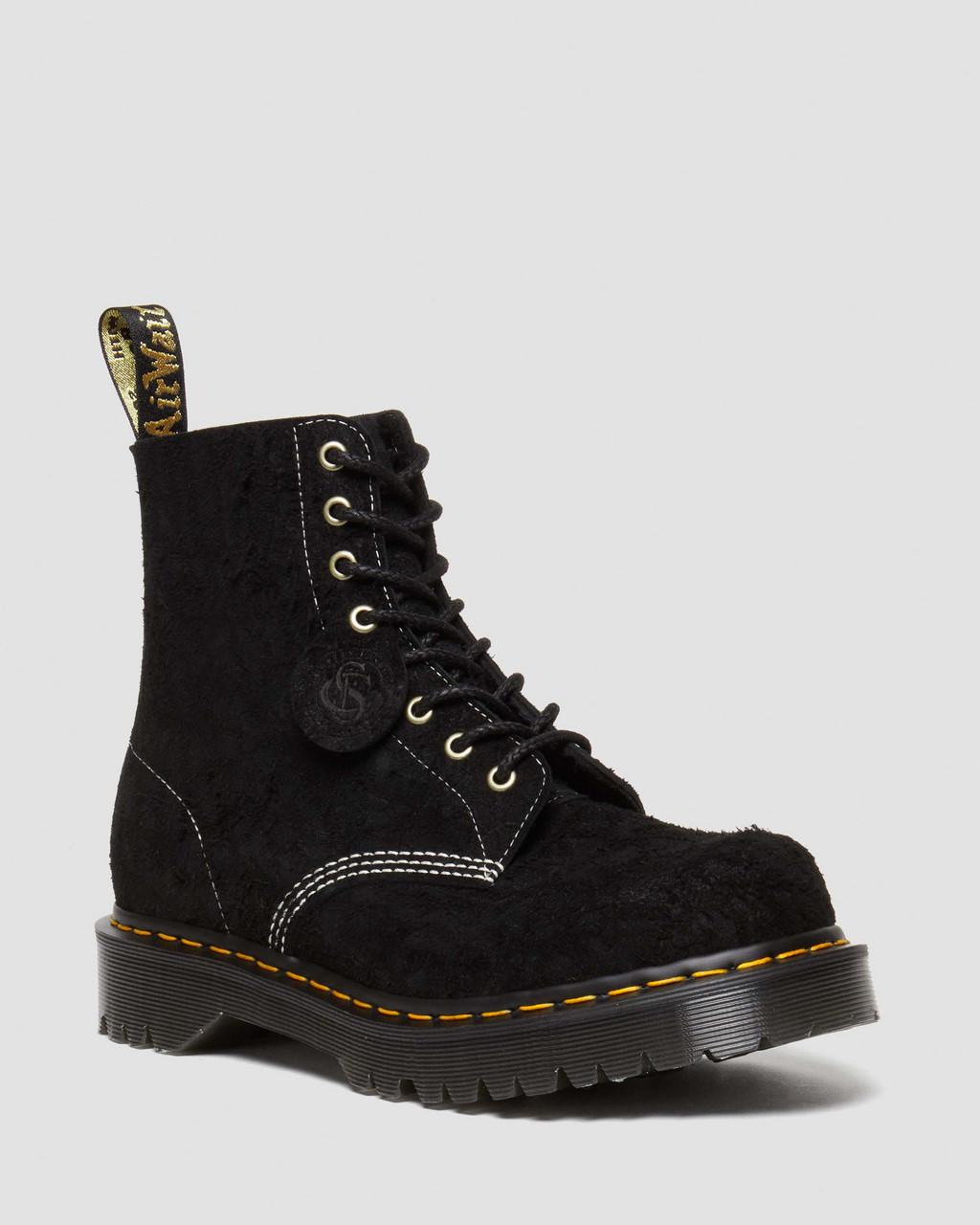 Descuento Dr Martens 1460 Made In England Emboss Suede Botas con Cordones Mujer Negras