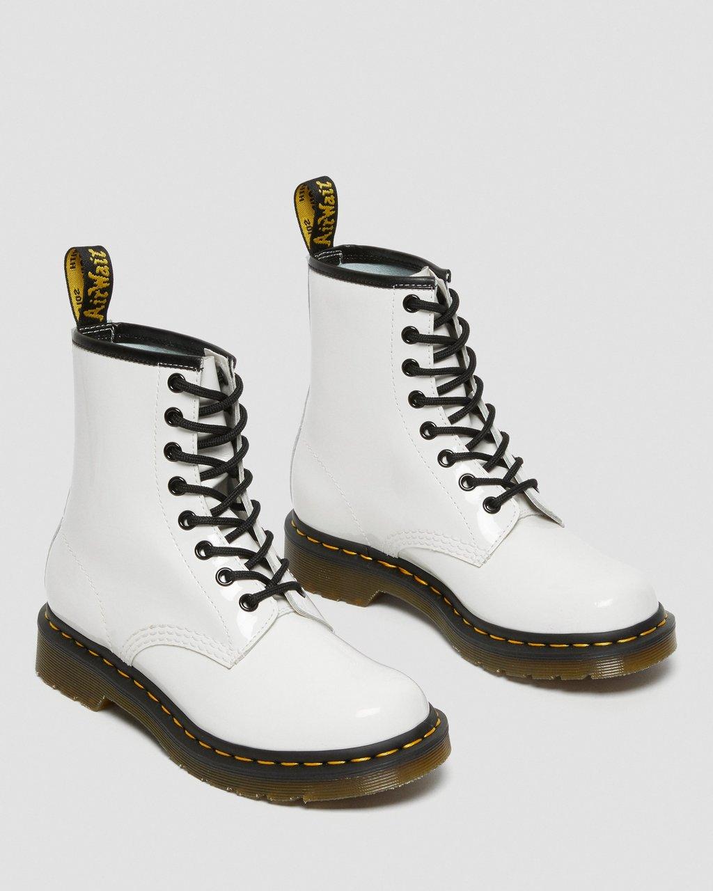 Botas con Cordones Dr Martens 1460 Patent Leather Mujer Blancas | 27277662