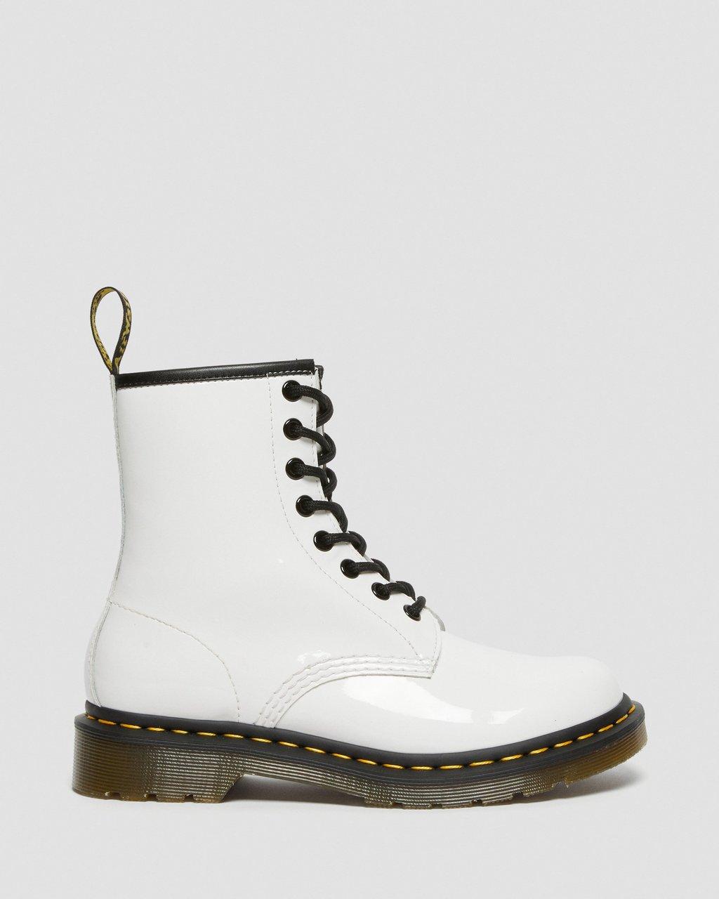 Botas con Cordones Dr Martens 1460 Patent Leather Mujer Blancas | 27277662