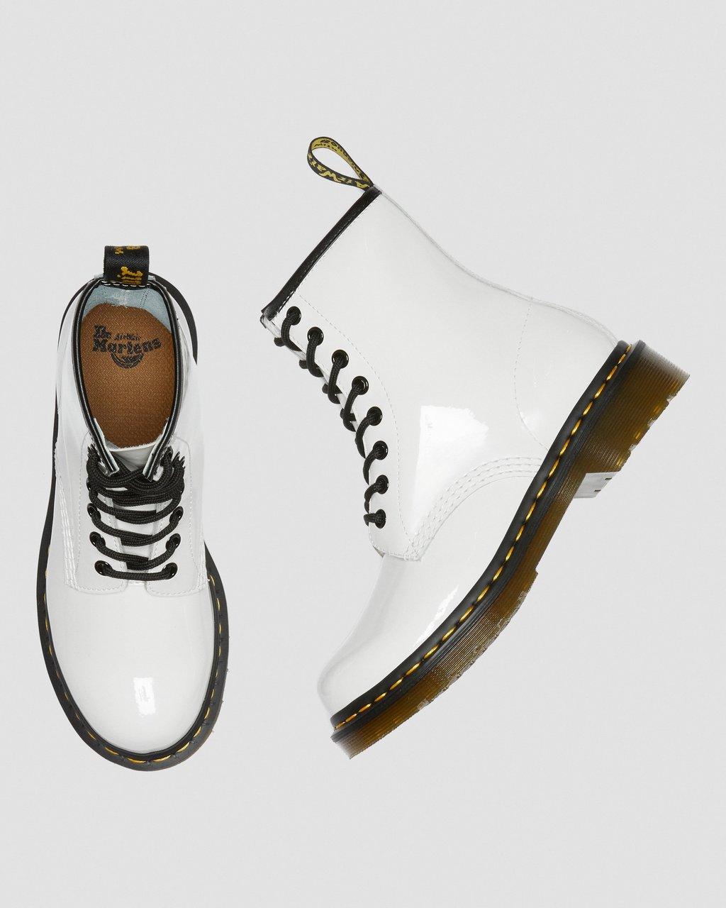 Botas con Cordones Dr Martens 1460 Patent Leather Mujer Blancas | 27277662