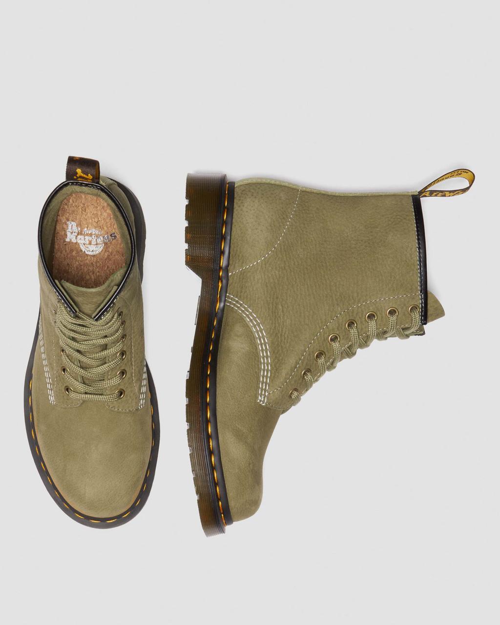 Botas con Cordones Dr Martens 1460 Tumbled Nubuck Leather Hombre Verde Oliva | 28780027