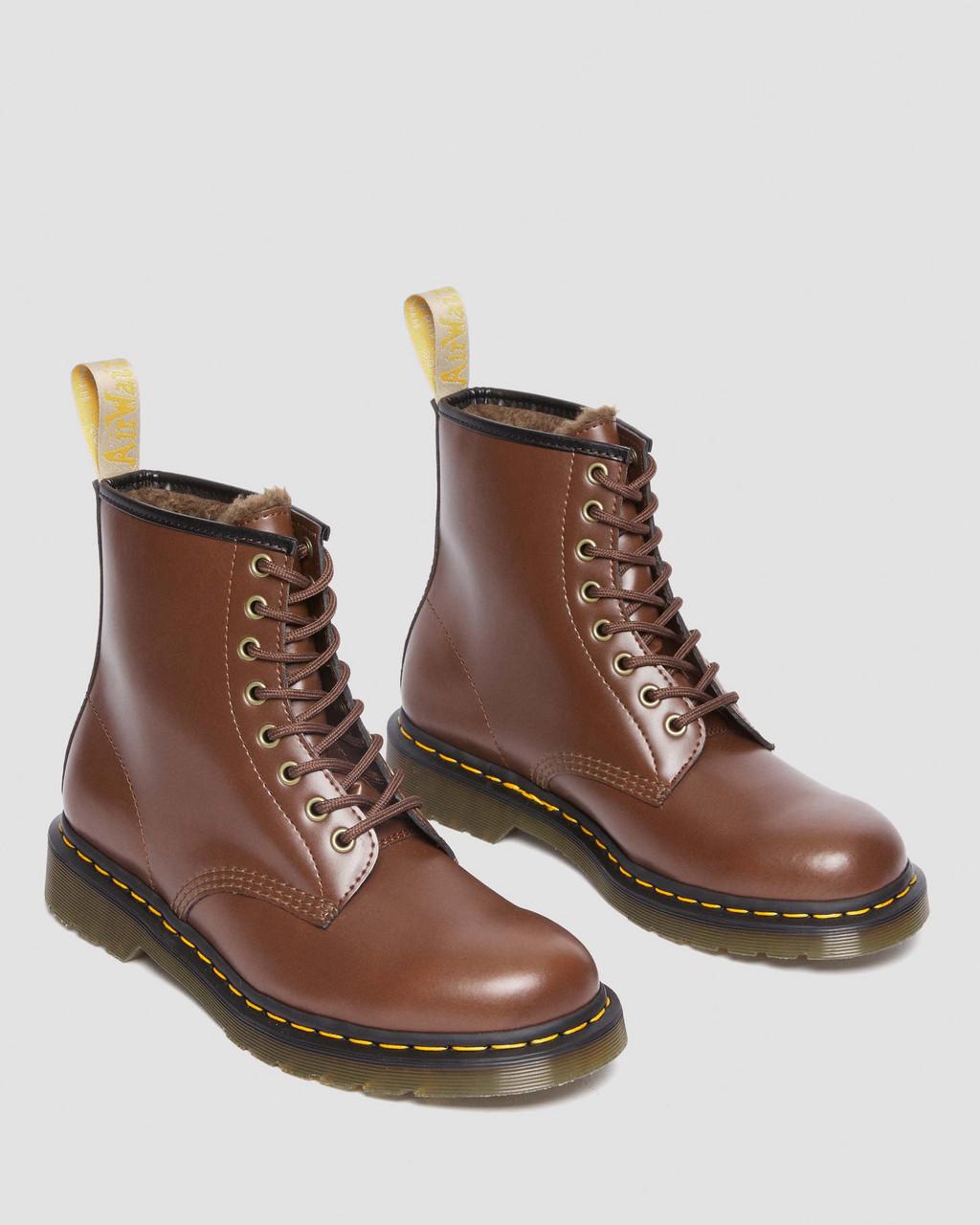 Botas con Cordones Dr Martens Vegan 1460 Faux Fur Lined Mujer Marrones | 93842352