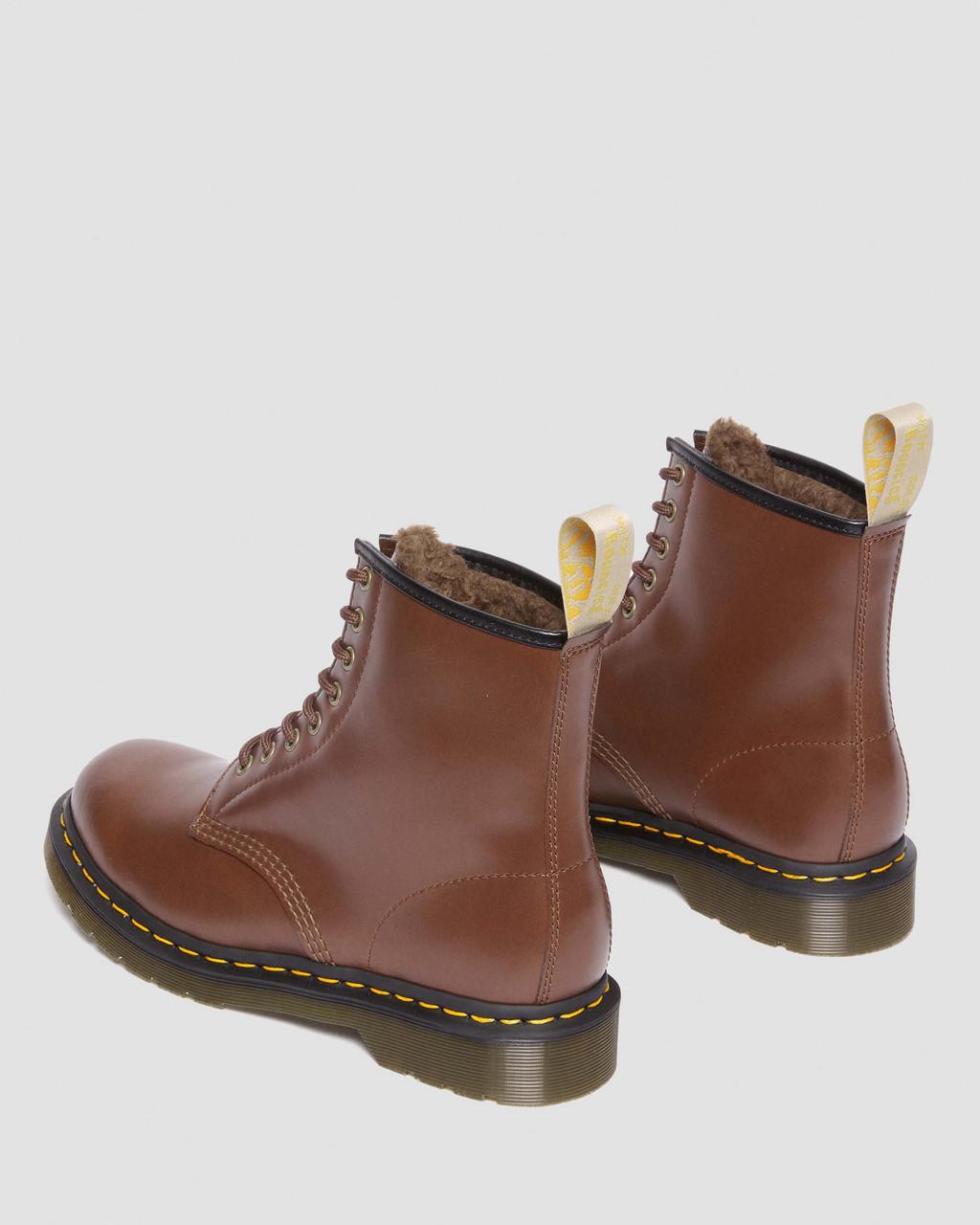Botas con Cordones Dr Martens Vegan 1460 Faux Fur Lined Mujer Marrones | 93842352