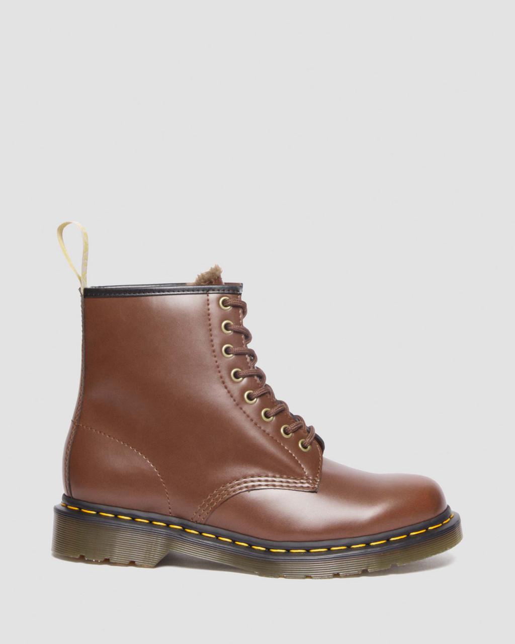 Botas con Cordones Dr Martens Vegan 1460 Faux Fur Lined Mujer Marrones | 93842352