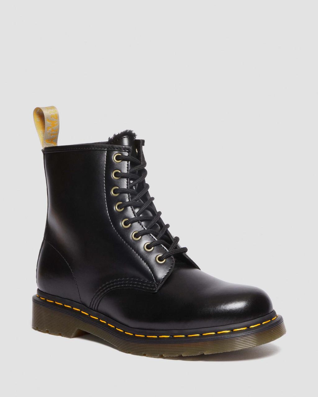 Botas con Cordones Dr Martens Vegan 1460 Faux Fur Lined Mujer Negras | 20314281