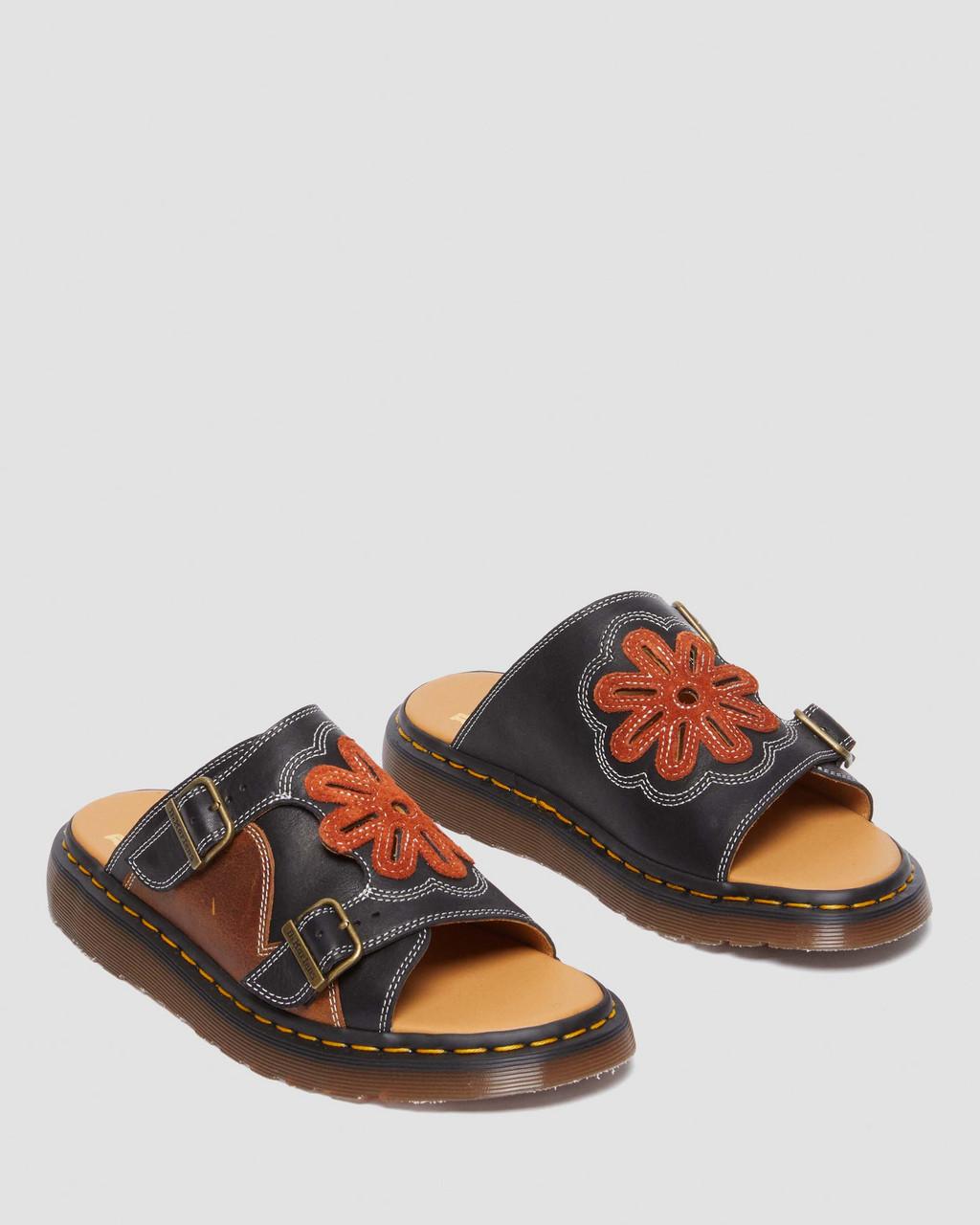 Chanclas Dr Martens Dayne Made in England Leather & Suede Applique Mujer Negras | 31202434