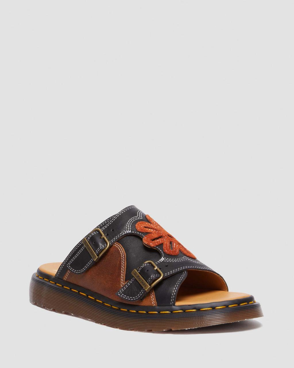 Chanclas Dr Martens Dayne Made in England Leather & Suede Applique Mujer Negras | 31202434