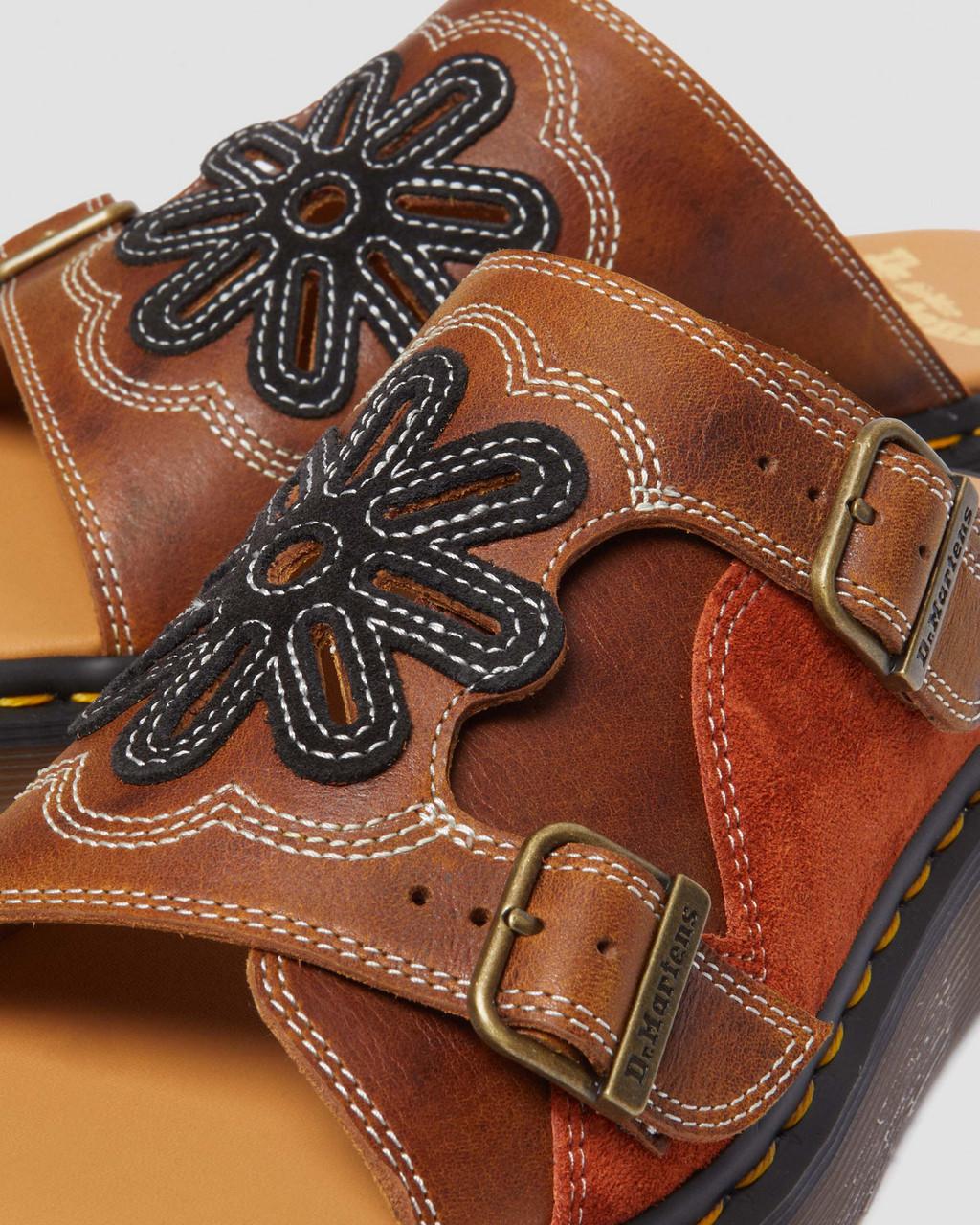 Chanclas Dr Martens Dayne Made in England Leather & Suede Applique Hombre Marrones | 81271719