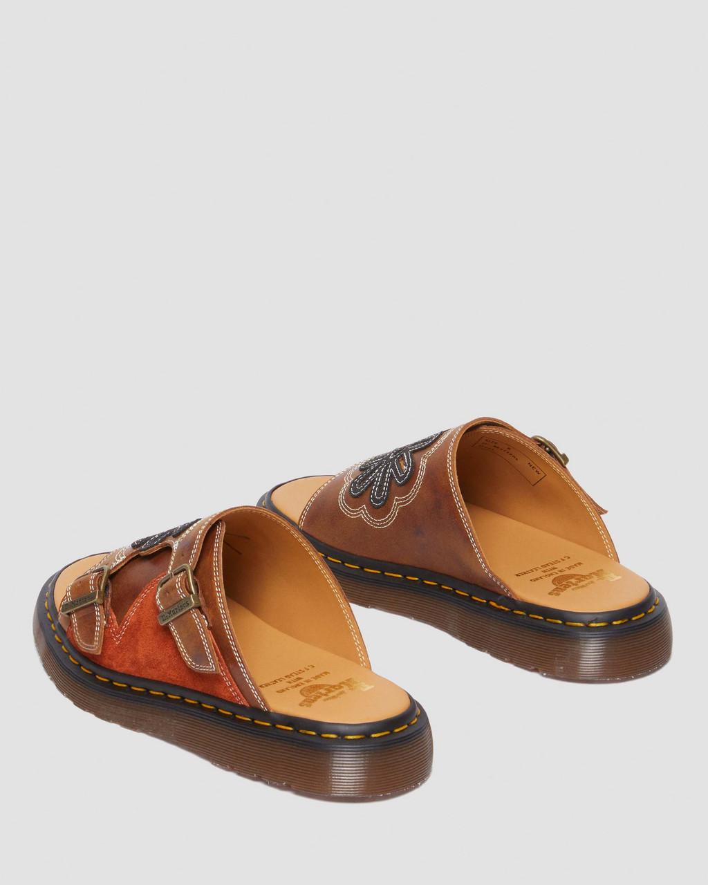 Chanclas Dr Martens Dayne Made in England Leather & Suede Applique Hombre Marrones | 81271719
