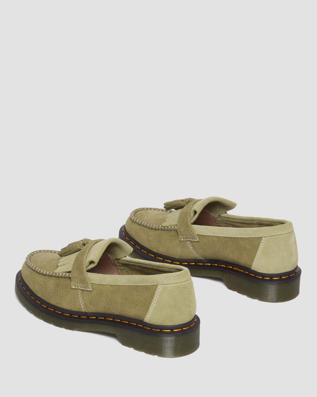 Mocasines Dr Martens Adrian Tumbled Nubuck Leather Tassel Hombre Verde Oliva | 68833193