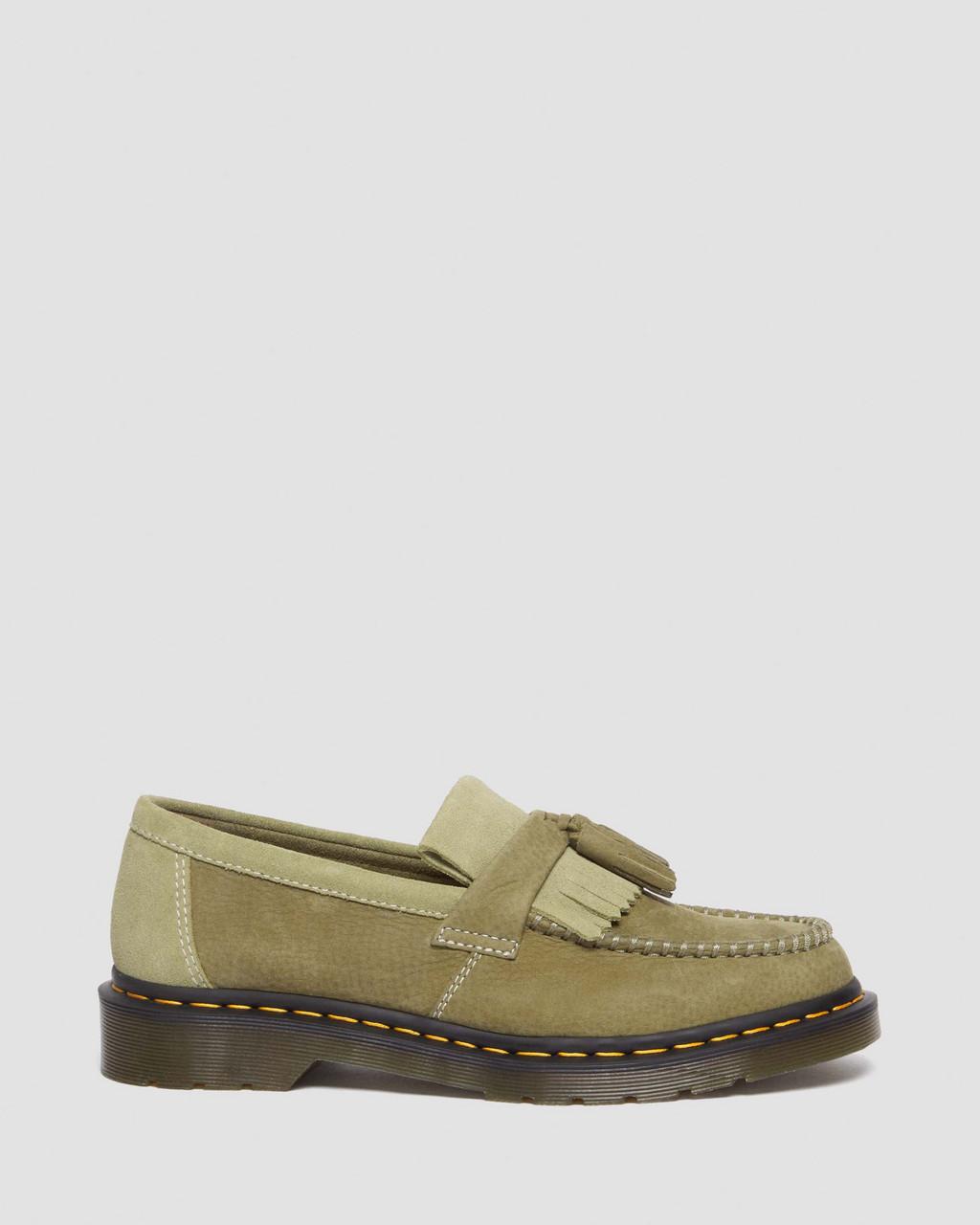 Mocasines Dr Martens Adrian Tumbled Nubuck Leather Tassel Hombre Verde Oliva | 68833193