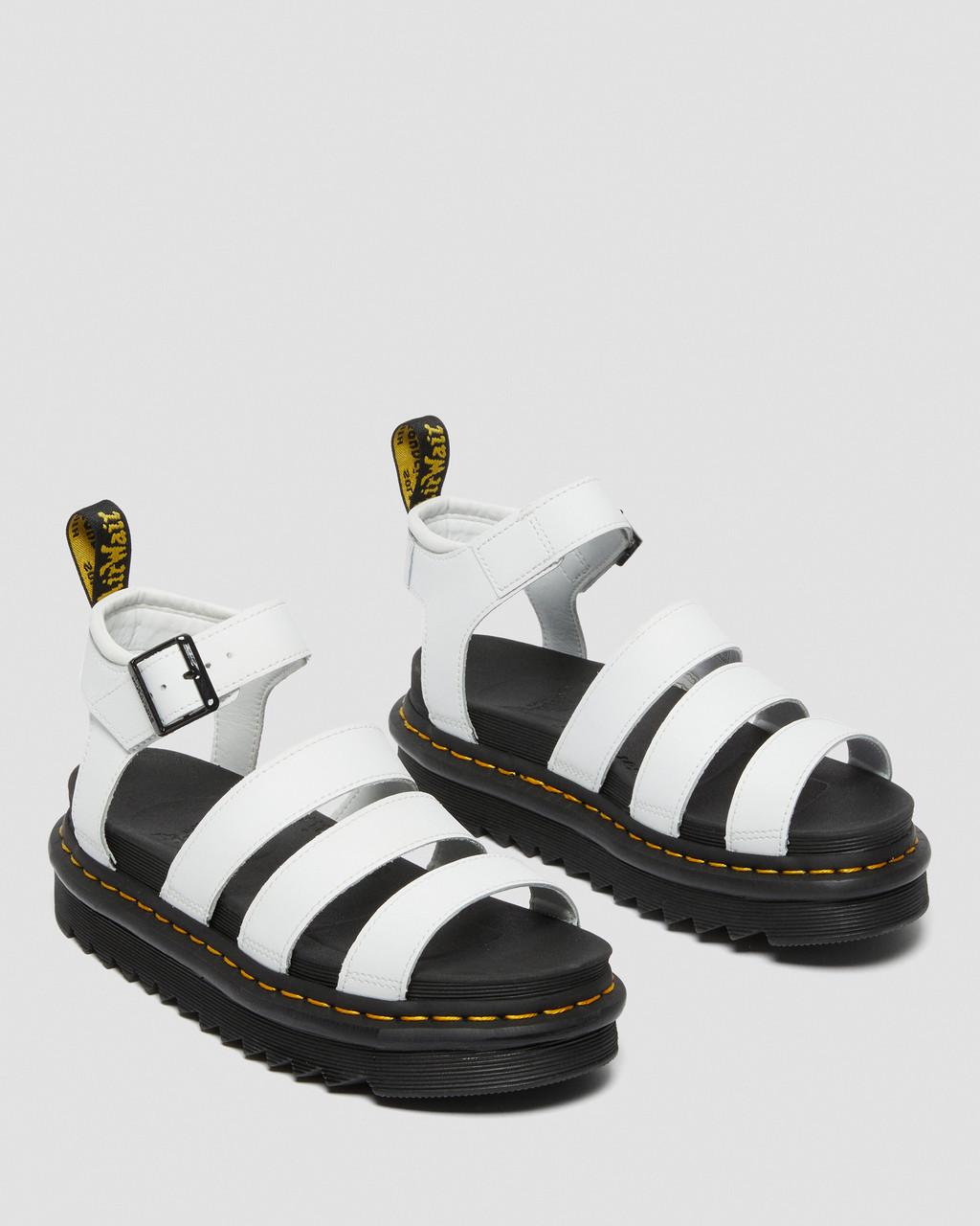 Sandalias Dr Martens Blaire Hydro Leather Strap Mujer Blancas | 36703067