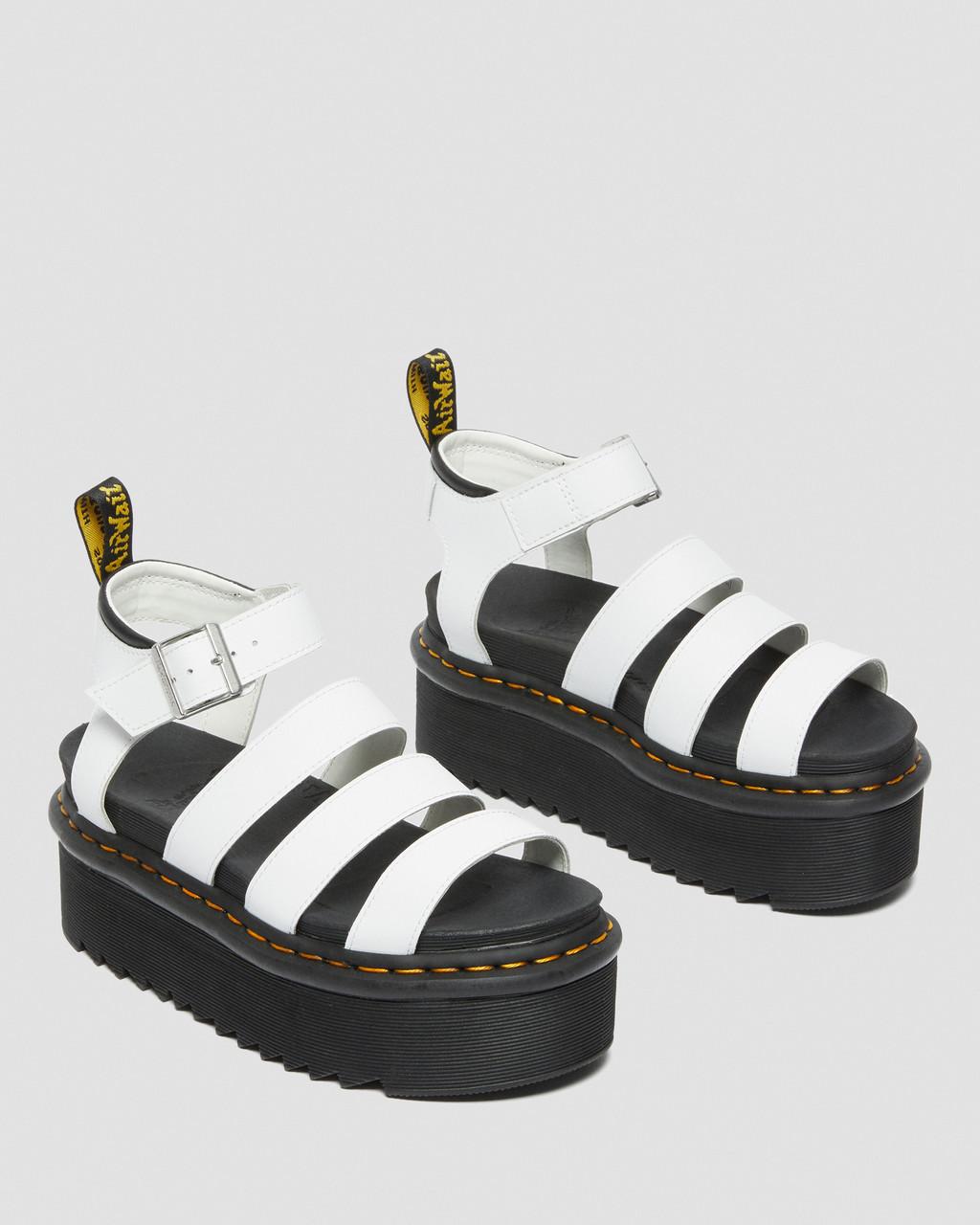 Sandalias Dr Martens Blaire Hydro Leather Platform Strap Mujer Blancas | 23725913