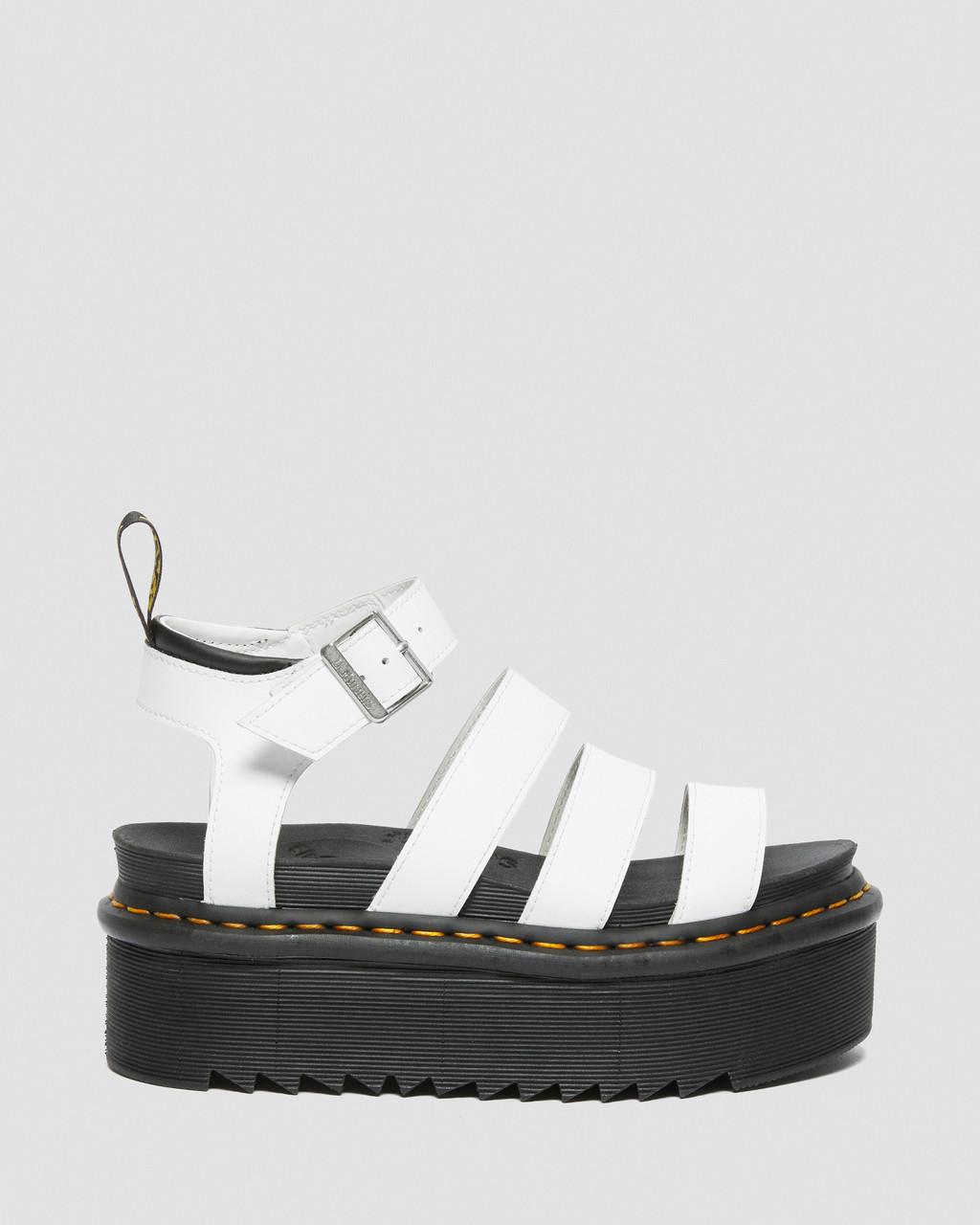 Sandalias Dr Martens Blaire Hydro Leather Platform Strap Mujer Blancas | 23725913
