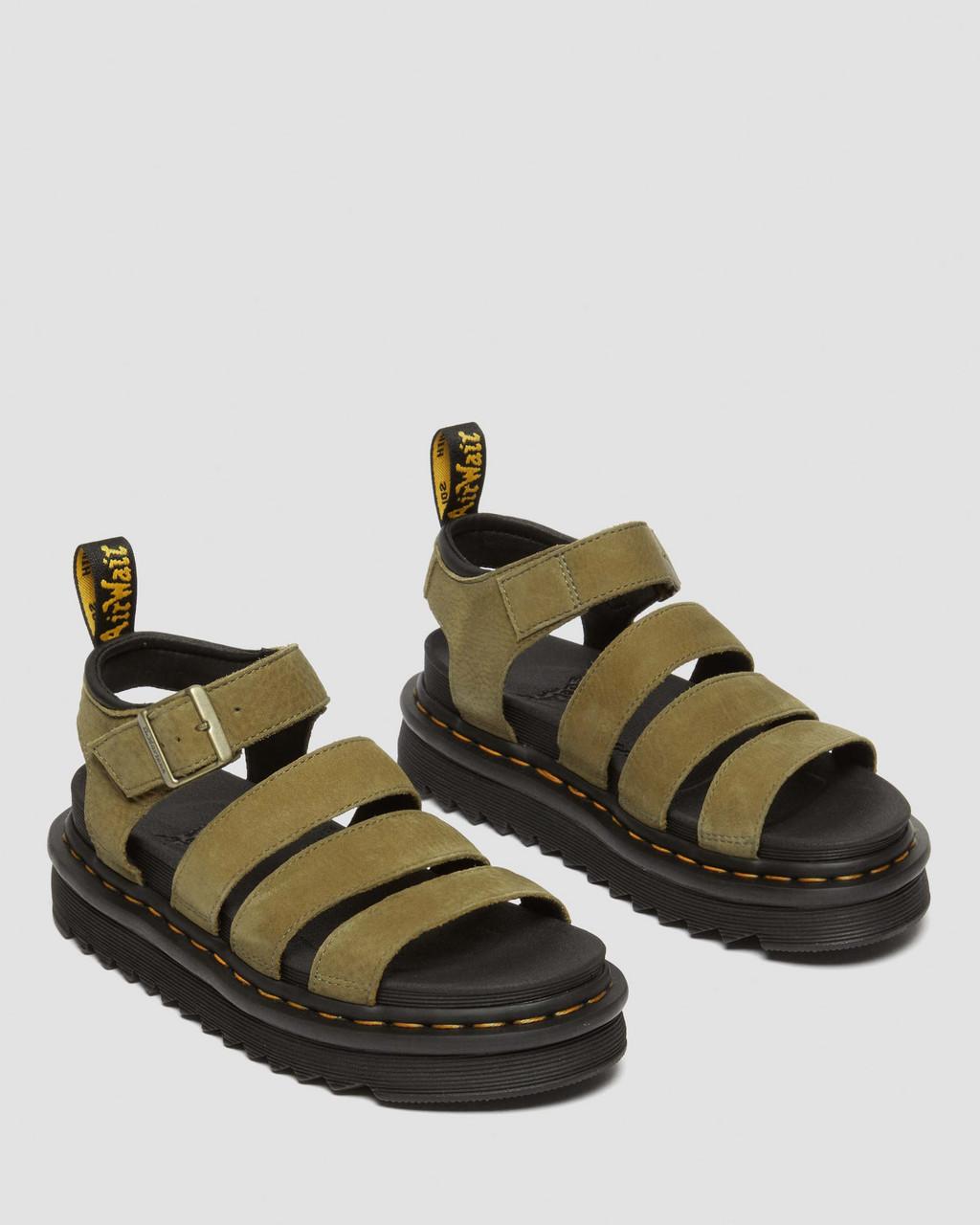Sandalias Dr Martens Blaire Tumbled Nubuck Leather Mujer Verde Oliva | 15863719